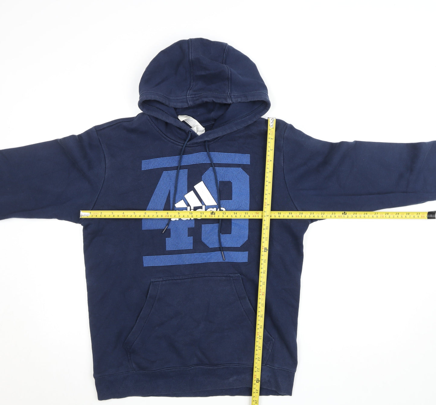 Adidas Women's Navy Blue Pullover Hoodie M Logo Graphic Cotton Blend