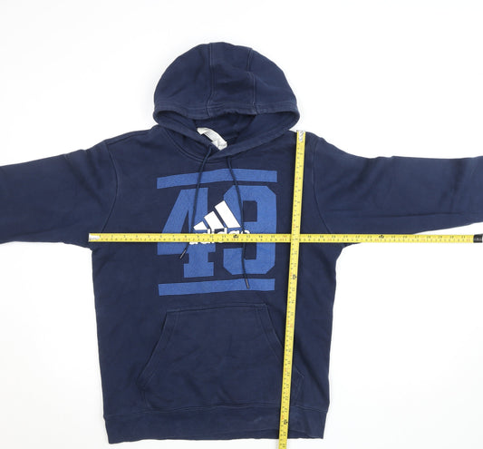Adidas Women's Navy Blue Pullover Hoodie M Logo Graphic Cotton Blend