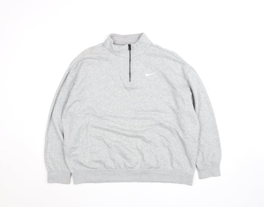 Nike Women’s Grey 1/4 Zip Sweatshirt Small - Soft Cotton Blend Pullover
