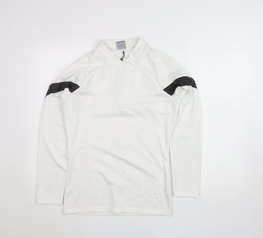 Puma Women White XS 1/4 Zip Pullover Sweatshirt with Black Detail