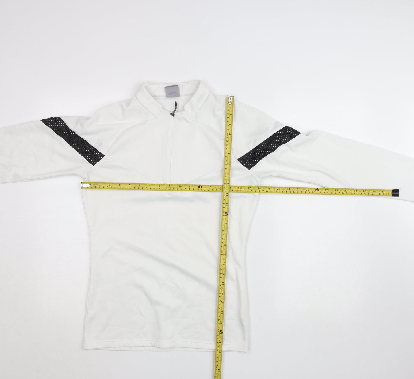 Puma Women White XS 1/4 Zip Pullover Sweatshirt with Black Detail