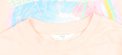 Marks and Spencer Girls Pink Graphic Pullover Sweatshirt 9-10 Years
