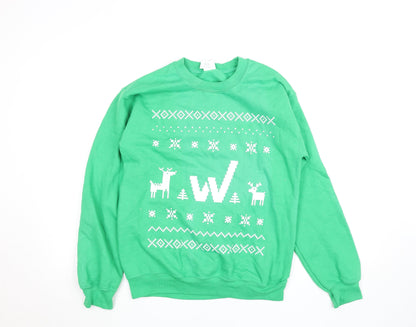 Gildan Women’s Green Christmas Crew Neck Pullover Jumper Size S