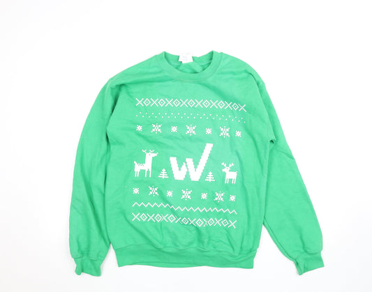 Gildan Women’s Green Christmas Crew Neck Pullover Jumper Size S