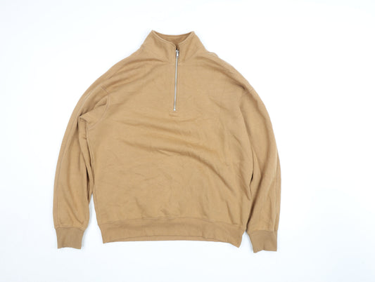 Mens UK Size M H&M Beige 1/2 Zip Sweatshirt
