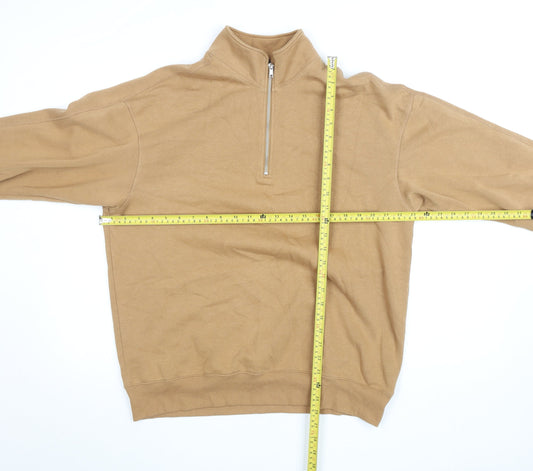 Mens UK Size M H&M Beige 1/2 Zip Sweatshirt