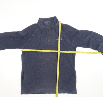 Weird Fish Men's Blue 1/4 Zip Waffle Knit Jumper Medium