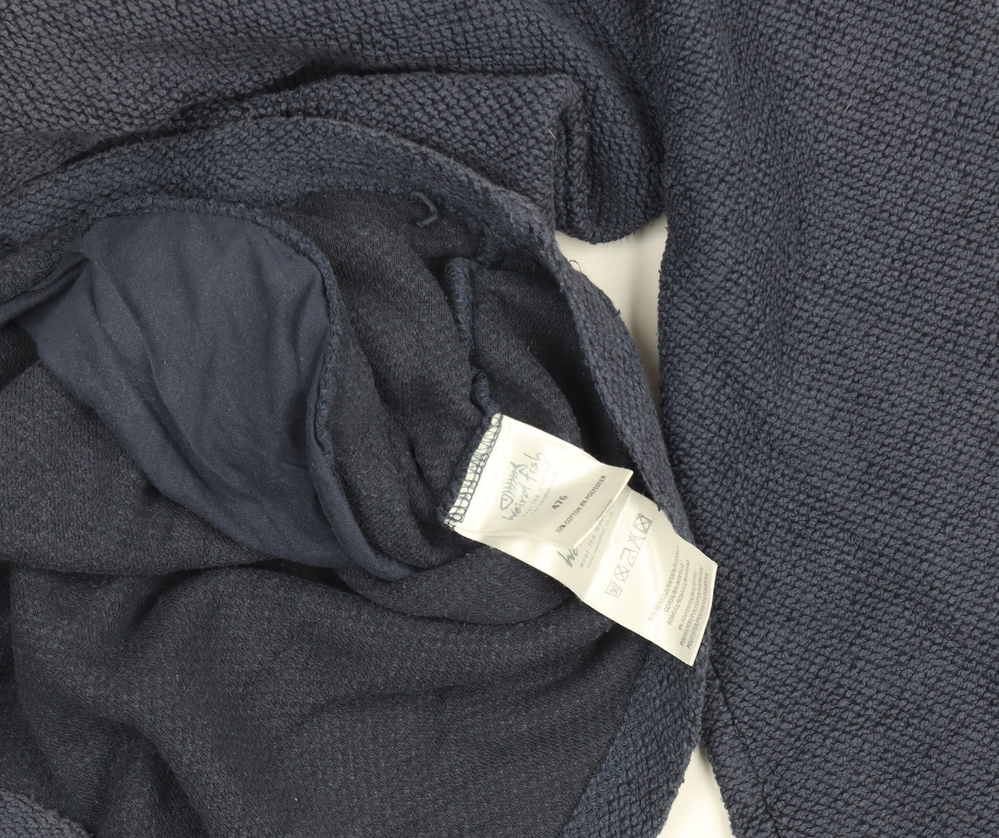 Weird Fish Men's Blue 1/4 Zip Waffle Knit Jumper Medium