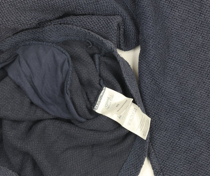 Weird Fish Men's Blue 1/4 Zip Waffle Knit Jumper Medium