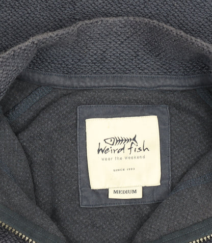 Weird Fish Men's Blue 1/4 Zip Waffle Knit Jumper Medium