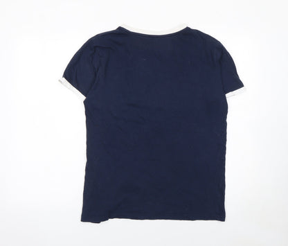 Tommy Hilfiger Men's Blue Colourblock Logo T-Shirt Size S