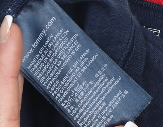 Tommy Hilfiger Men's Blue Colourblock Logo T-Shirt Size S