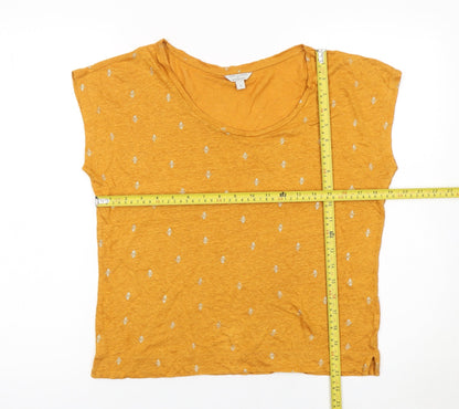 Womens UK Size S Monsoon Yellow Basic T-Shirt
