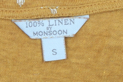 Womens UK Size S Monsoon Yellow Basic T-Shirt