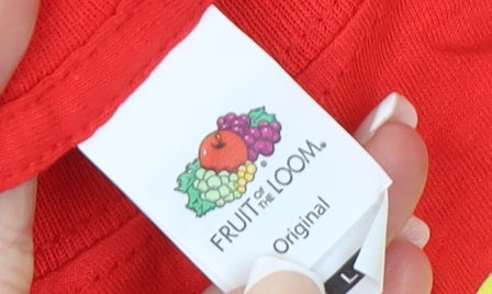 Mens UK Size L Fruit of the Loom Red  T-Shirt