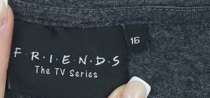 Womens UK Size 16 Friends The TV Series Grey Basic T-Shirt