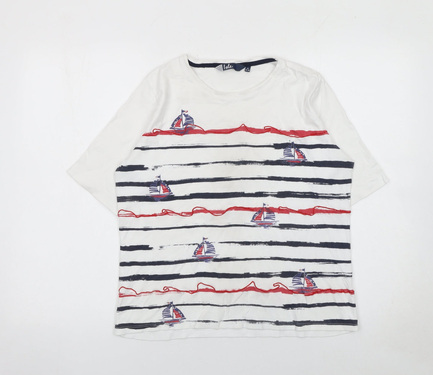Womens UK Size 14 Isle White Basic T-Shirt