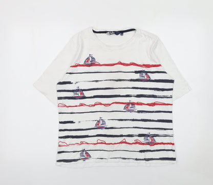 Womens UK Size 14 Isle White Basic T-Shirt
