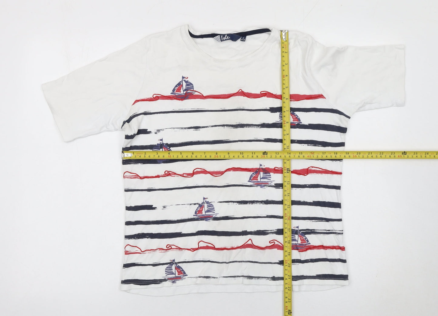 Womens UK Size 14 Isle White Basic T-Shirt