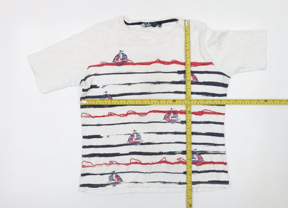 Womens UK Size 14 Isle White Basic T-Shirt
