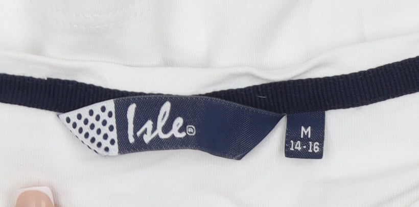 Womens UK Size 14 Isle White Basic T-Shirt