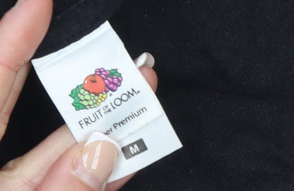 Mens UK Size M Fruit of the Loom Black  T-Shirt