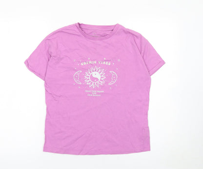 Girls UK Size 12-13 Years Marks and Spencer Pink Basic T-Shirt