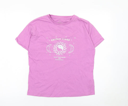 Girls UK Size 12-13 Years Marks and Spencer Pink Basic T-Shirt