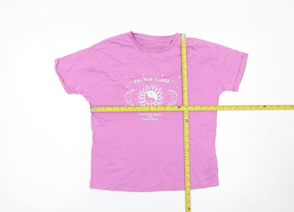 Girls UK Size 12-13 Years Marks and Spencer Pink Basic T-Shirt