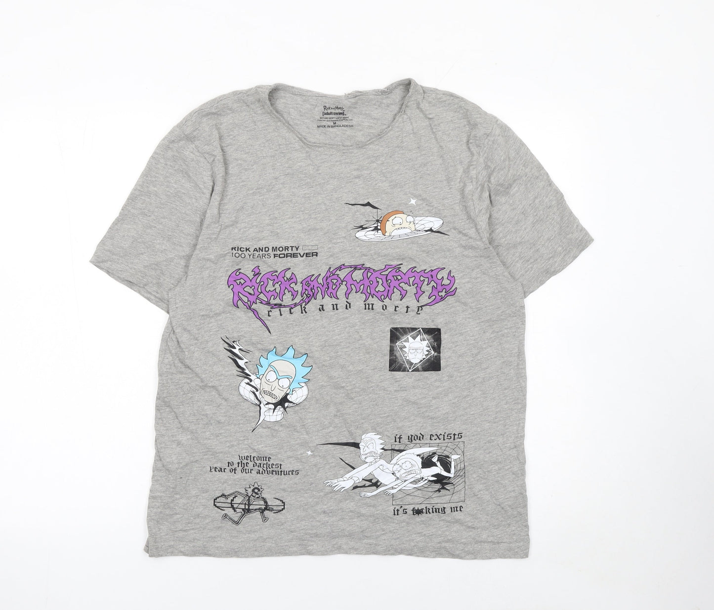 Rick and Morty Adult Swim Grey Graphic T-Shirt Men’s Medium