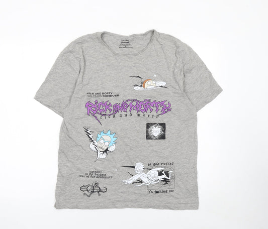 Rick and Morty Adult Swim Grey Graphic T-Shirt Men’s Medium