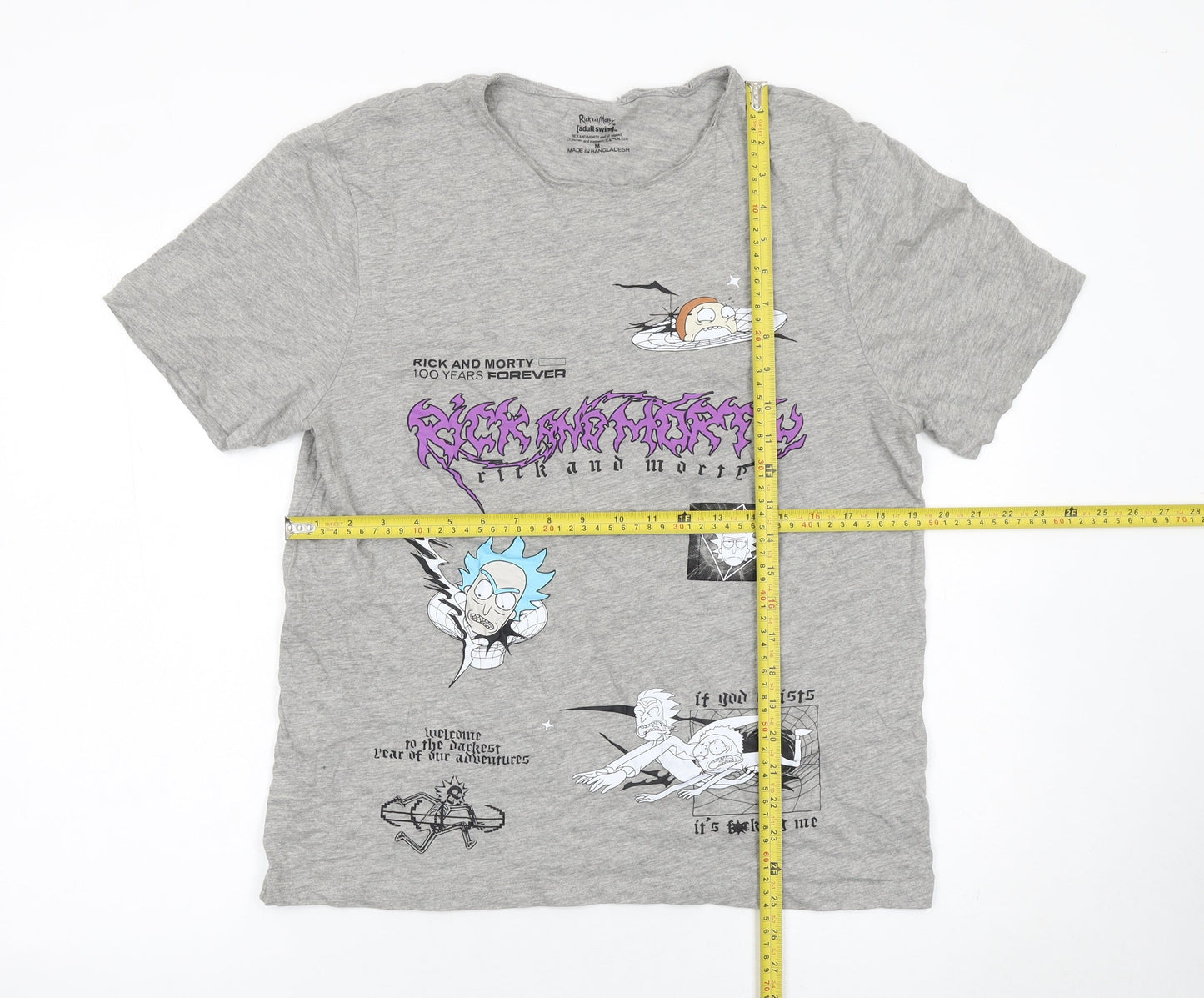 Rick and Morty Adult Swim Grey Graphic T-Shirt Men’s Medium