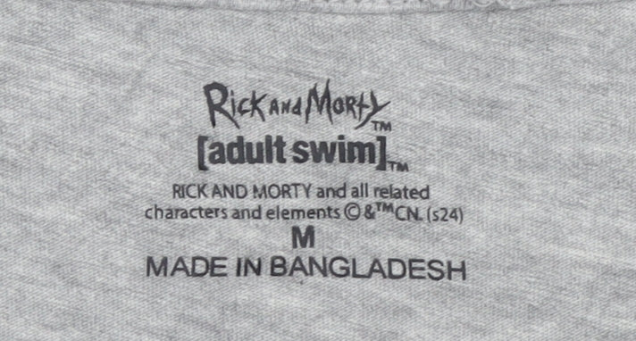 Rick and Morty Adult Swim Grey Graphic T-Shirt Men’s Medium