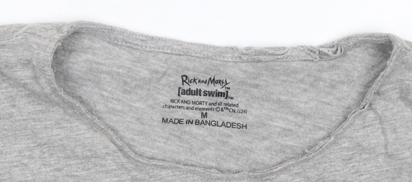 Rick and Morty Adult Swim Grey Graphic T-Shirt Men’s Medium