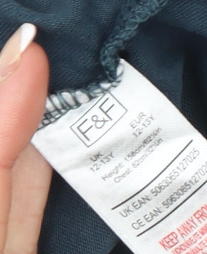 F&F Boys Blue Astro Football Graphic Hoodie 12-13 Years Cotton Pullover