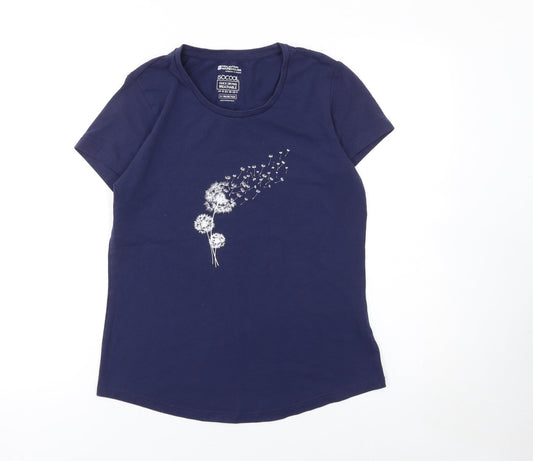 Mountain Warehouse Womens Blue Size 10 Isocool T-Shirt with Dandelion Print
