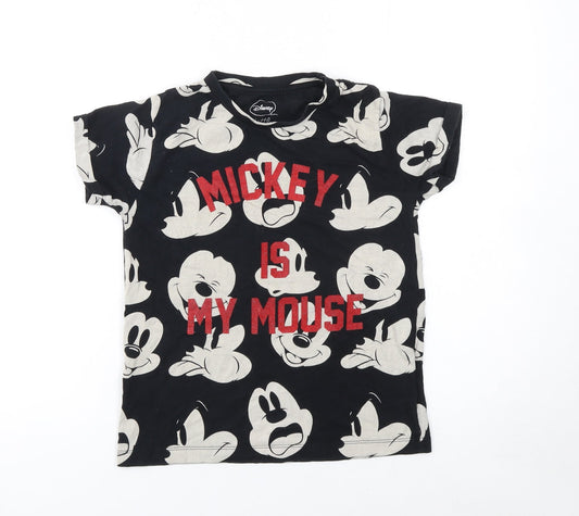 Girls UK Size 8 Years Little Eleven Paris Black Basic T-Shirt