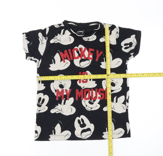 Girls UK Size 8 Years Little Eleven Paris Black Basic T-Shirt