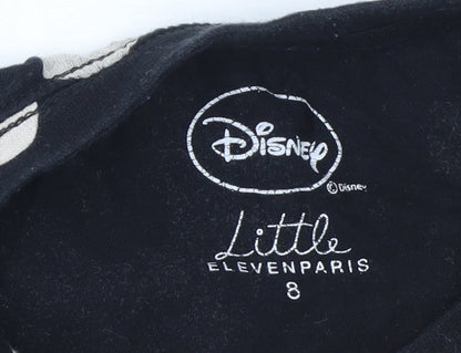 Girls UK Size 8 Years Little Eleven Paris Black Basic T-Shirt