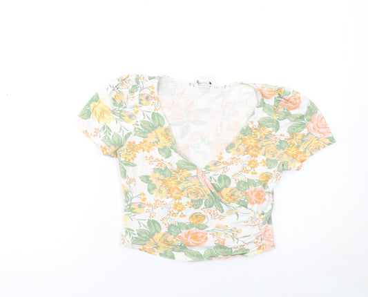 Womens UK Size XS Monki Multicoloured Cropped Blouse