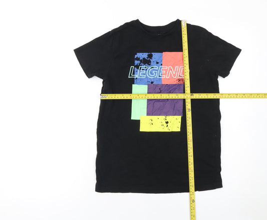 Primark Boys Black Graphic 'Legend' T-Shirt 10-11 Years Cotton Casual Top