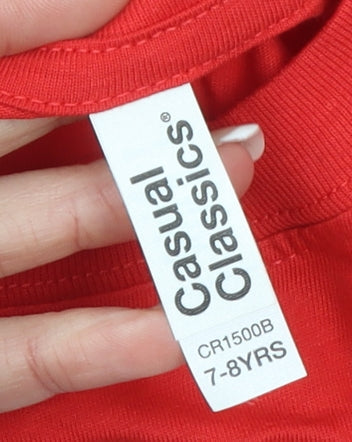 Boys UK Size 7-8 Years Casual Classics Red Basic T-Shirt