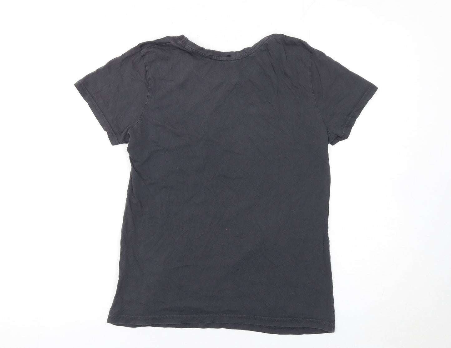 Womens UK Size M GRAIN Black Basic T-Shirt