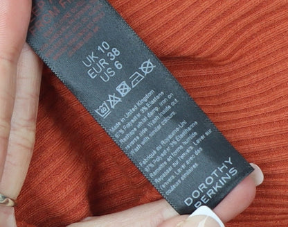 Dorothy Perkins Women’s Orange Bodycon Ribbed Knee Length Dress UK 10