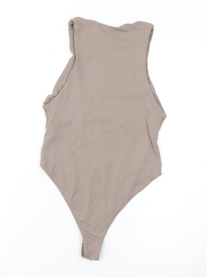 Zara Womens Beige Sleeveless Bodysuit Size S Stretchy Polyamide Blend