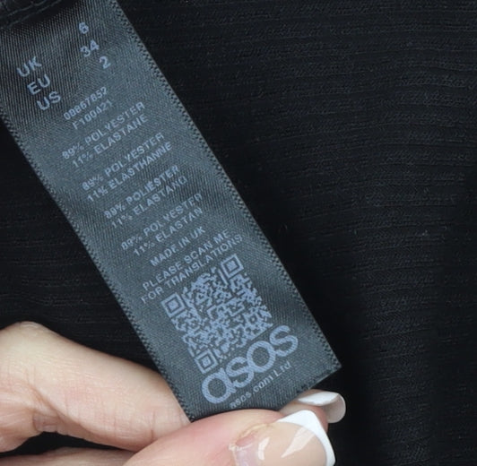 ASOS Women’s Black Midi Pencil Skirt Size 6 Stretch Jersey