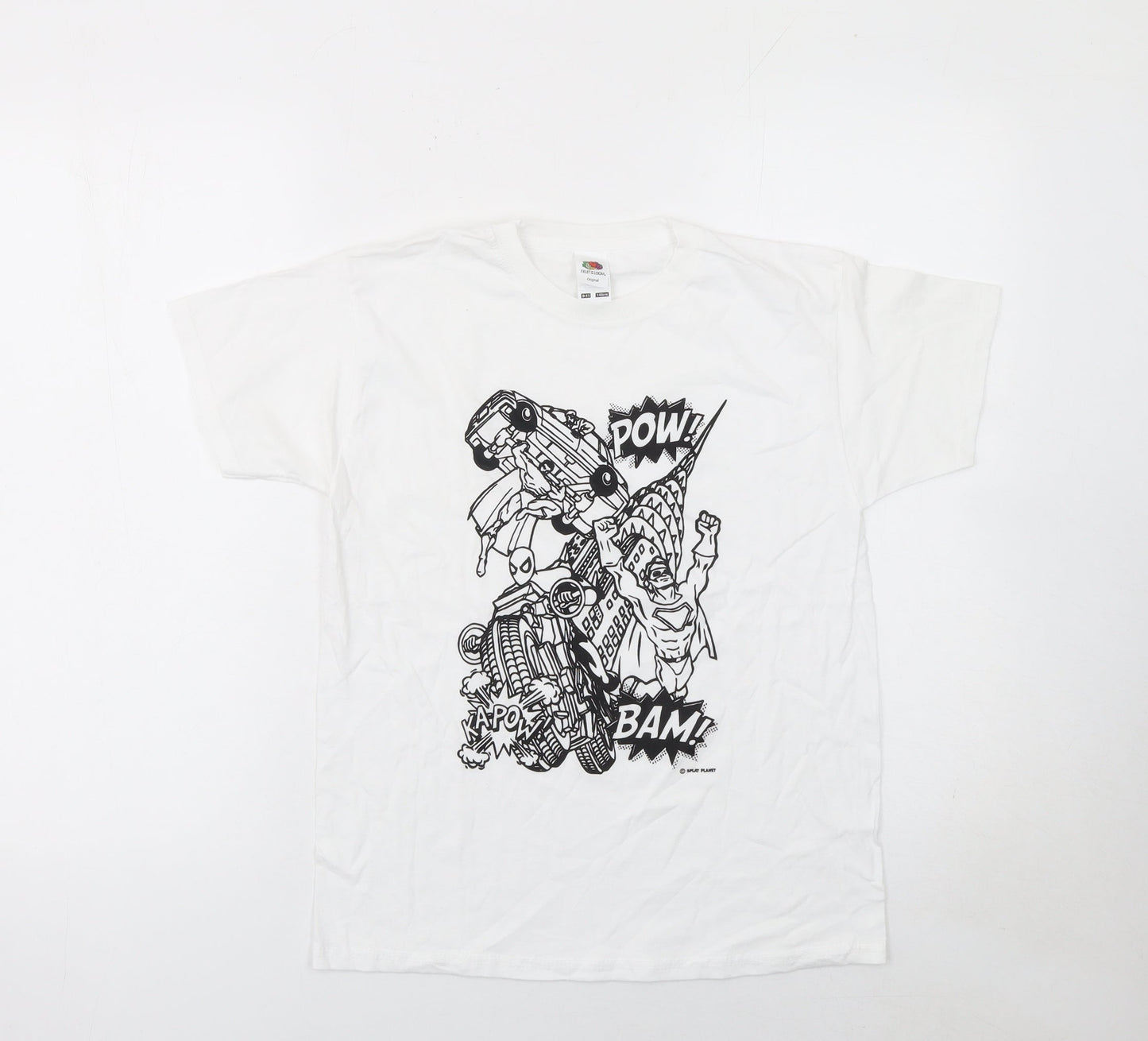 Boys UK Size 10 Years Fruit of the Loom White Basic T-Shirt