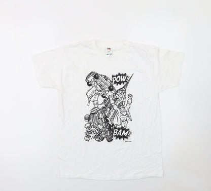 Boys UK Size 10 Years Fruit of the Loom White Basic T-Shirt
