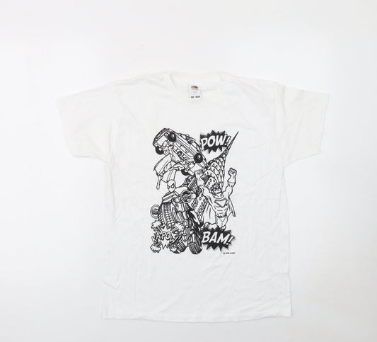 Boys UK Size 10 Years Fruit of the Loom White Basic T-Shirt