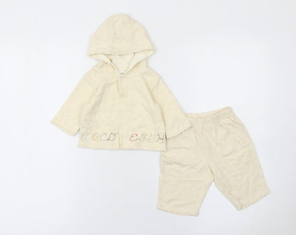 Gymboree Unisex Baby Beige 0-3 Months Hooded Outfit Set 100% Cotton ABC Embroidered